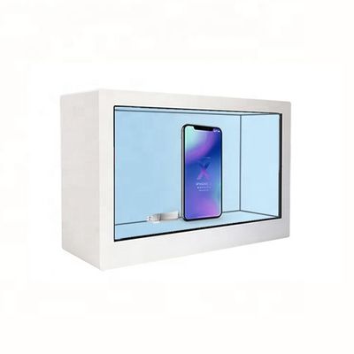 Η διαφανής έξυπνη προθήκη LCD παρουσιάζει κιβώτιο γραφείου για τη διαφήμιση προϊόντων
