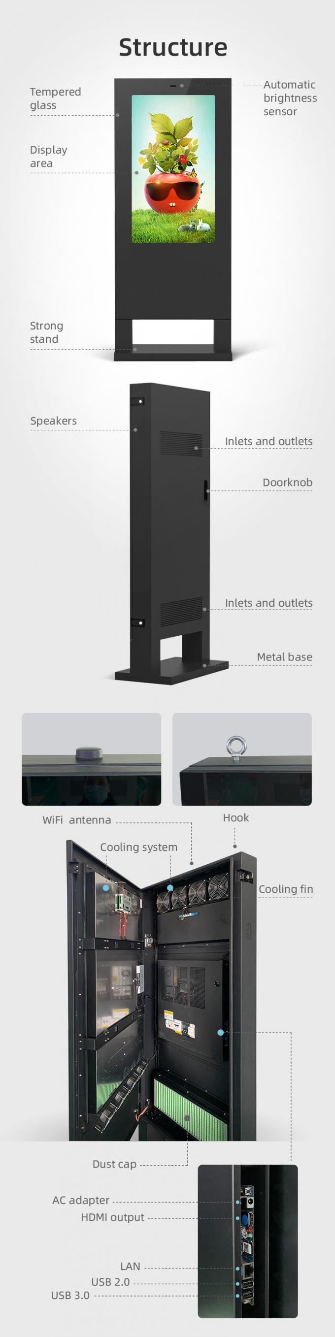 πάτωμα 4K HD που στέκεται LCD την ψηφιακή συστημάτων σηματοδότησης οθόνη διαφήμισης πινάκων διαφημίσεων υπαίθρια